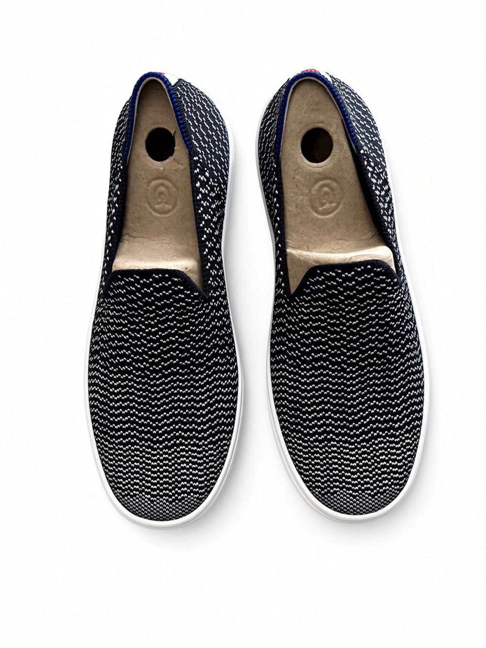 Rothy's  Women’s Navy and White Knit Slip-On Sneaker